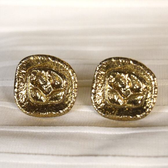 Vintage Modern "Brutalist" Cufflinks Mid Century Modern Gold-Tone 1.25" Square - Picture 3 of 10